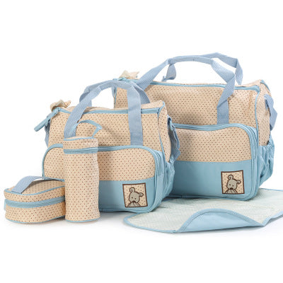 Stylish and Practical Baby Diaper Bag Set for Busy Moms - Includes Bottle Holder and Stroller Straps