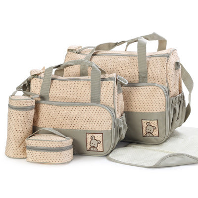 Stylish and Practical Baby Diaper Bag Set for Busy Moms - Includes Bottle Holder and Stroller Straps