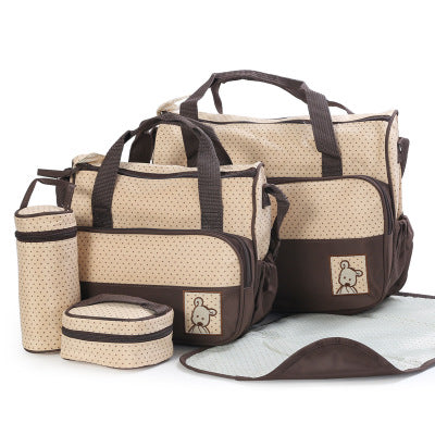 Stylish and Practical Baby Diaper Bag Set for Busy Moms - Includes Bottle Holder and Stroller Straps