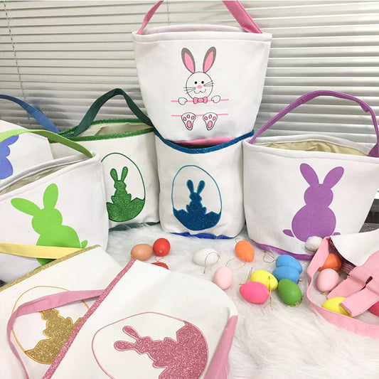 Easter Basket/Bucket with Rabbit Ears and Tail for Kids