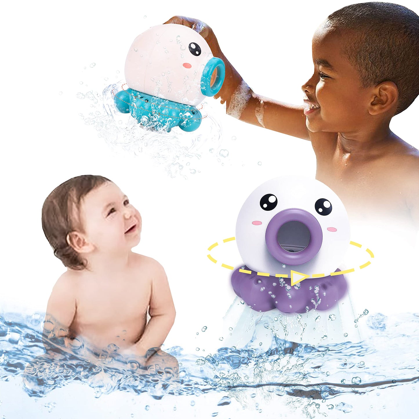 Kids Octopus Water Jet Bath Toy - Rotating Shower, Sprinkler, and Beach Fun - Summer Water Toy for Endless Entertainment