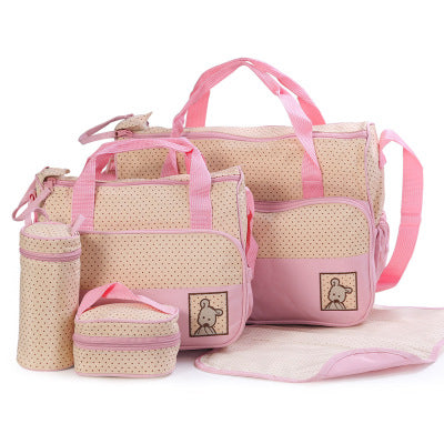 Stylish and Practical Baby Diaper Bag Set for Busy Moms - Includes Bottle Holder and Stroller Straps