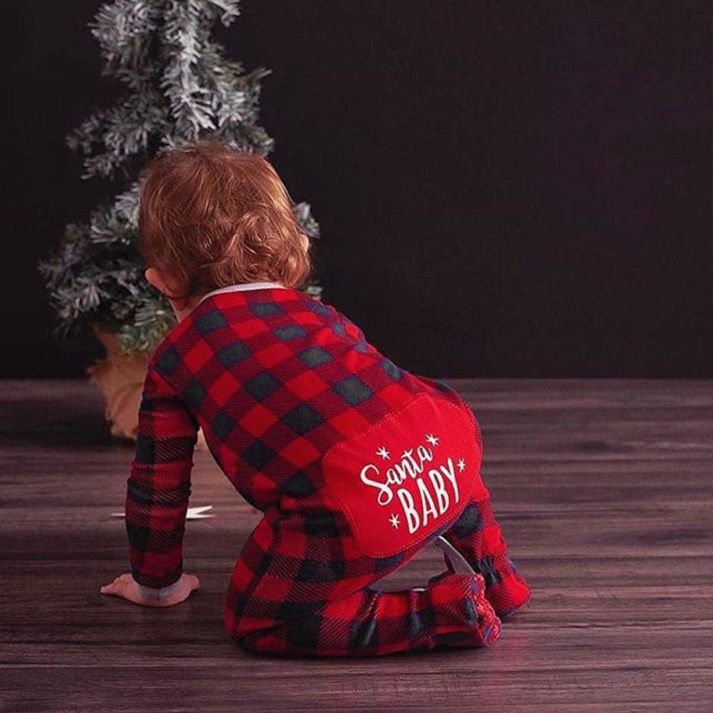 Adorable Christmas Santa xmas Plaid Romper for Infant Boys and Girls!