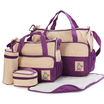 Stylish and Practical Baby Diaper Bag Set for Busy Moms - Includes Bottle Holder and Stroller Straps