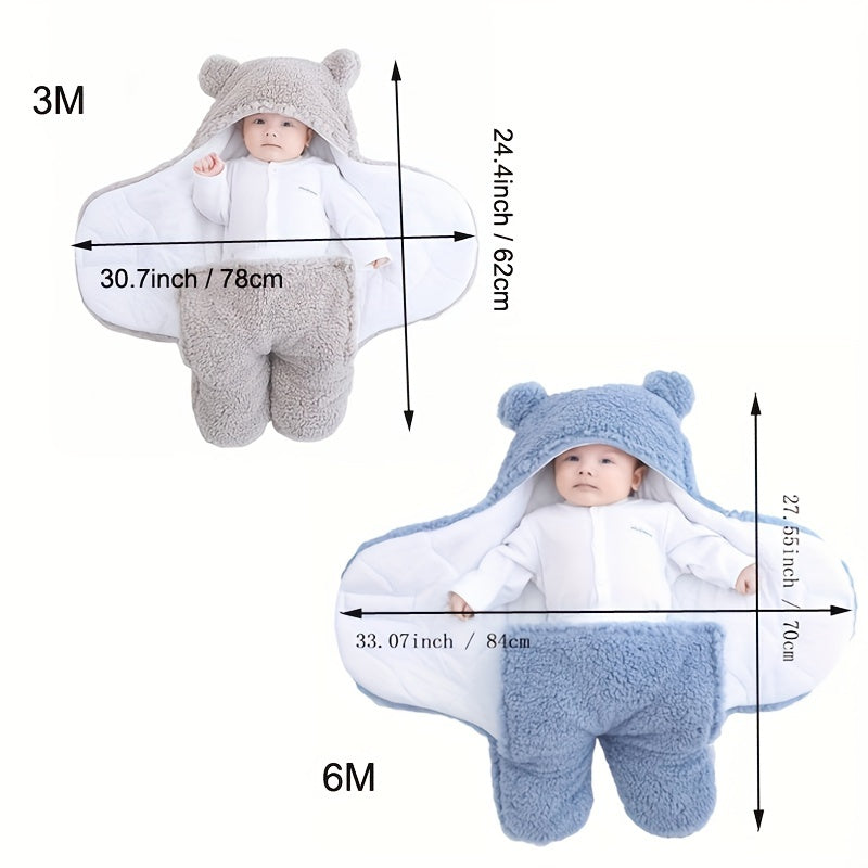 Bear Nap Printed Winter Baby Sleeping Bag - Soft and Cozy Nap Mat with Removable Pillow for Babies 0-10 Months