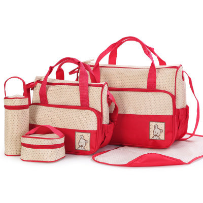 Stylish and Practical Baby Diaper Bag Set for Busy Moms - Includes Bottle Holder and Stroller Straps