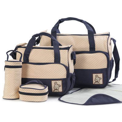 Stylish and Practical Baby Diaper Bag Set for Busy Moms - Includes Bottle Holder and Stroller Straps