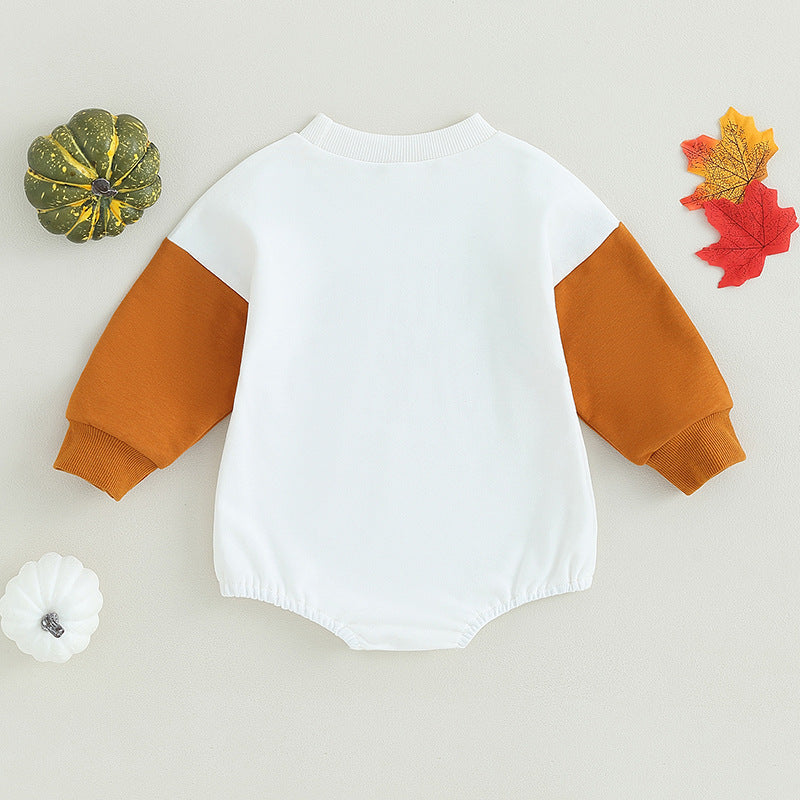 Autumn Pumpkin Print Infant Romper – Perfect for Halloween Fun!