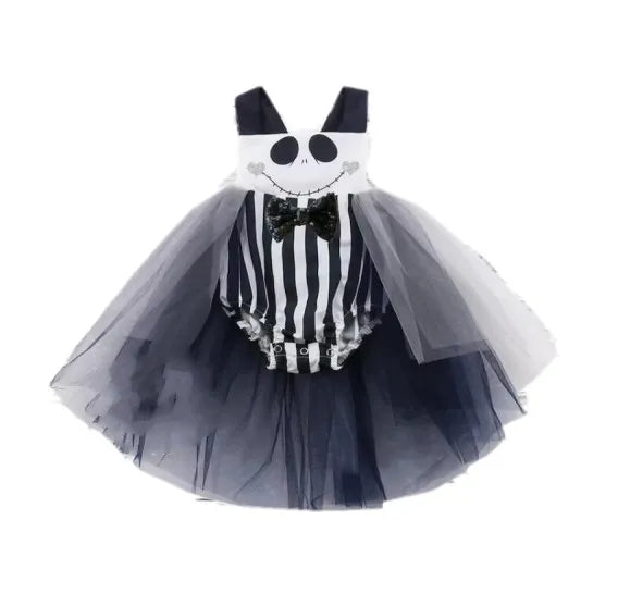 Halloween Jack Skellington Girls Outfit - Baby Romper, Cosplay Costume