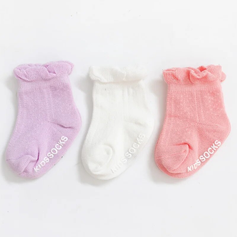 Non-Slip Baby Socks Set for Girls and Boys - Pack of 3 Pairs