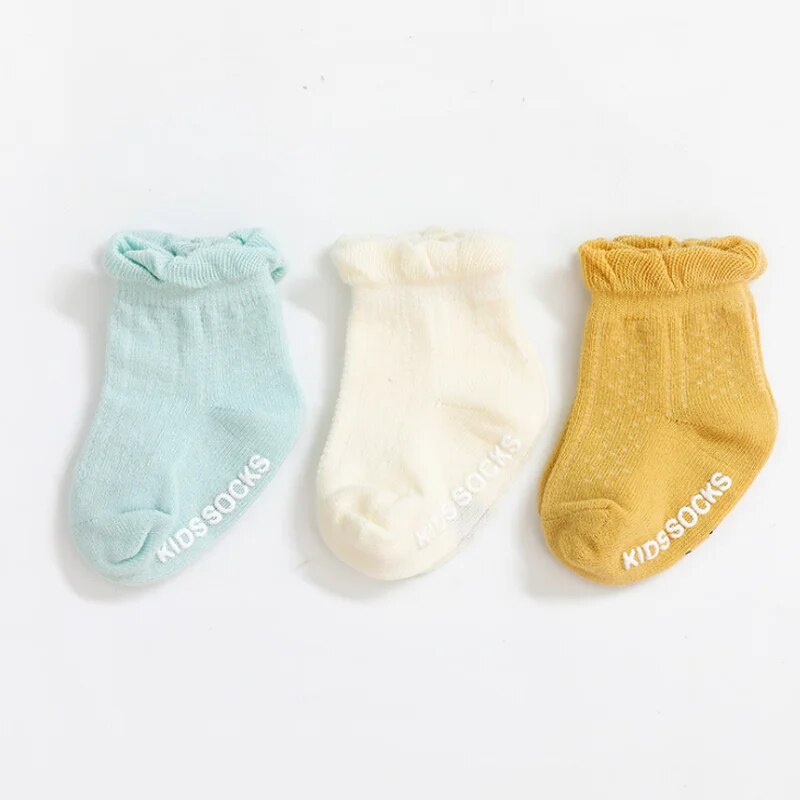 Non-Slip Baby Socks Set for Girls and Boys - Pack of 3 Pairs