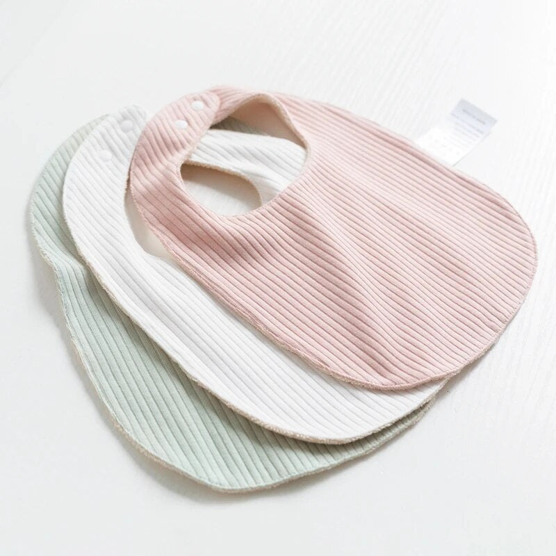 Premium Ribbed and Terry Fabric Baby Bibs - Adjustable Snaps and Multiple Color Options