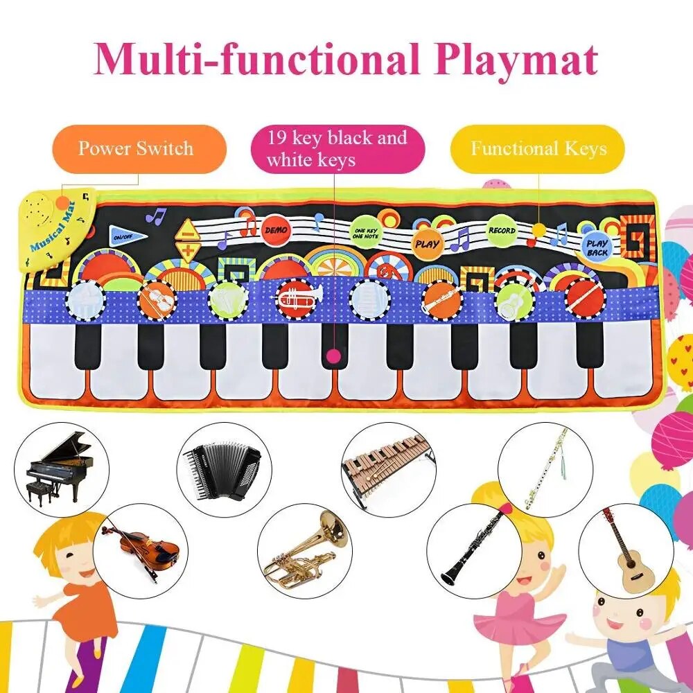 Interactive Musical Piano Mat - Fun Toy for Babies and Toddlers, Educational Game Carpet with Musical Instruments, Perfect Gift for Kids