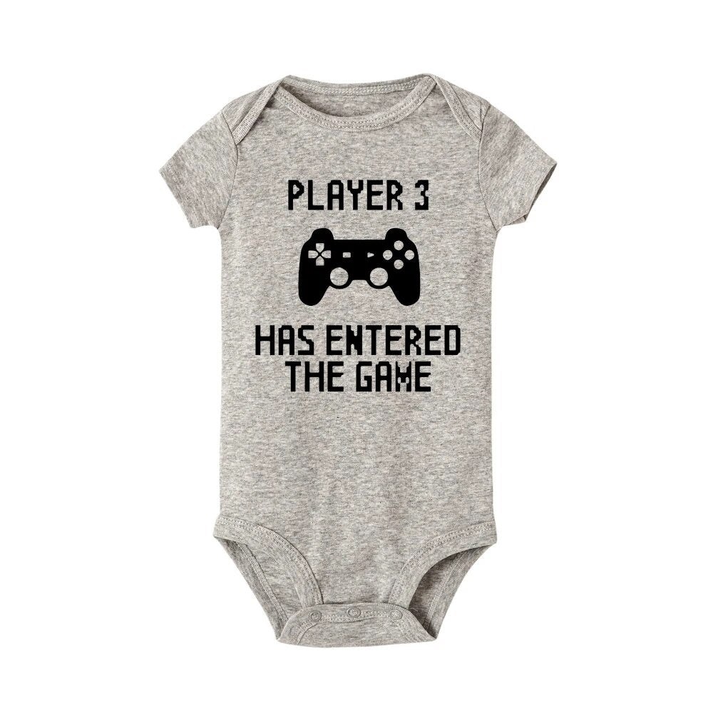 Player 3 Has Entered The Game Infant Romper - Short Sleeved Jumpsuit for Newborn Boys and Girls