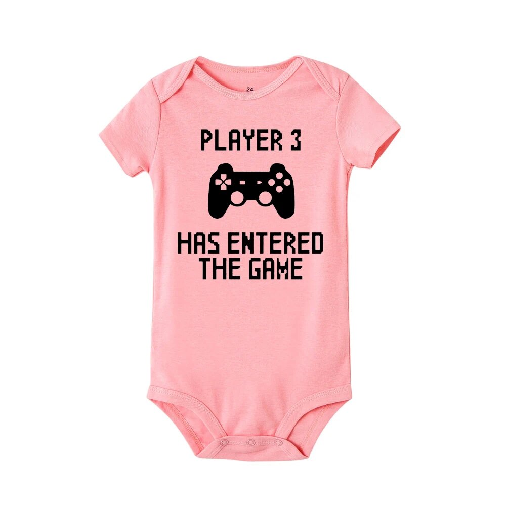 Player 3 Has Entered The Game Infant Romper - Short Sleeved Jumpsuit for Newborn Boys and Girls