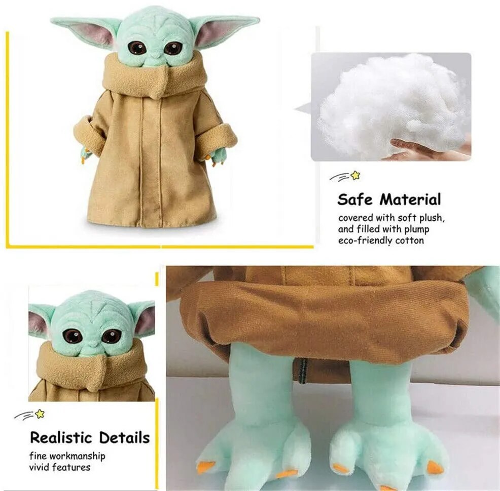 Adorable Baby Yoda Plush Doll - The Mandalorian Grogu Action Figure Stuffed Toy for Kids - Perfect Gift for Boys