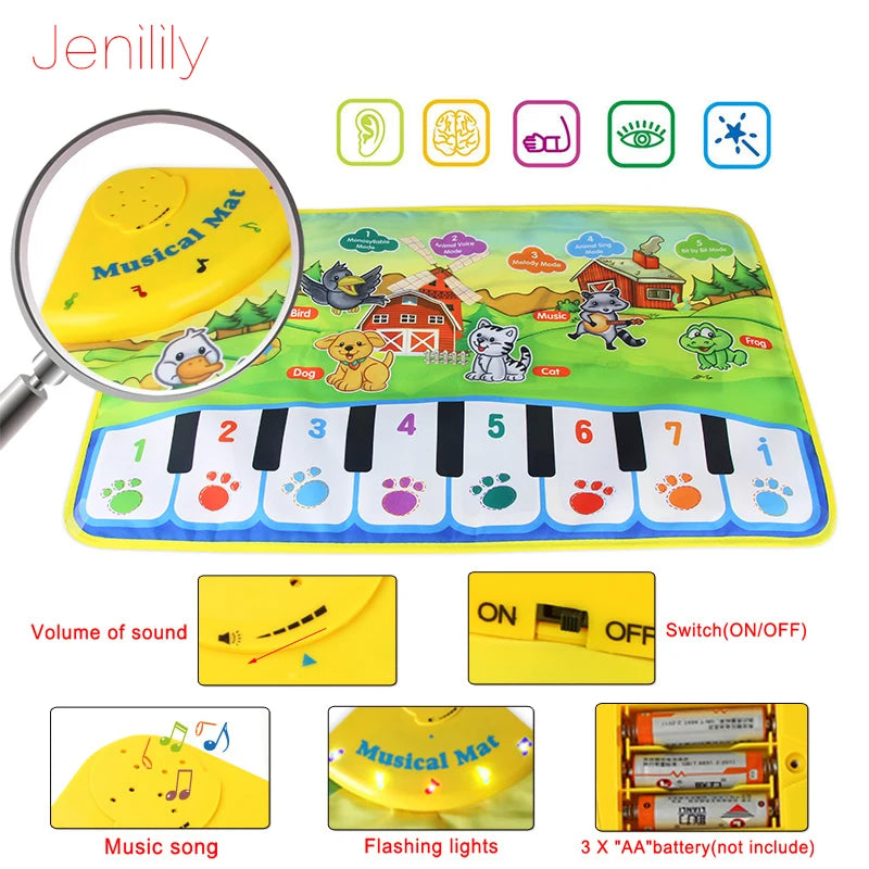 Interactive Musical Baby Piano Mat - Play and Learn with Animal Sounds - 37x60cm