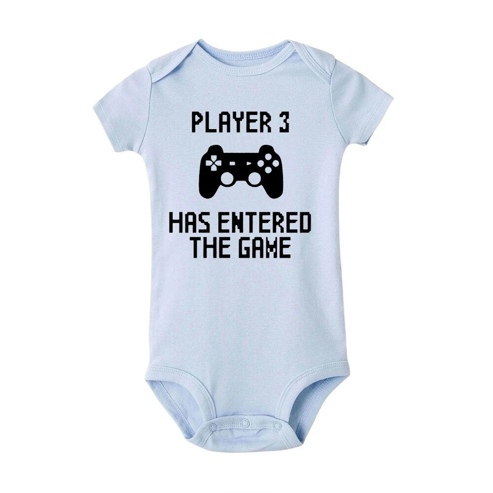 Player 3 Has Entered The Game Infant Romper - Short Sleeved Jumpsuit for Newborn Boys and Girls