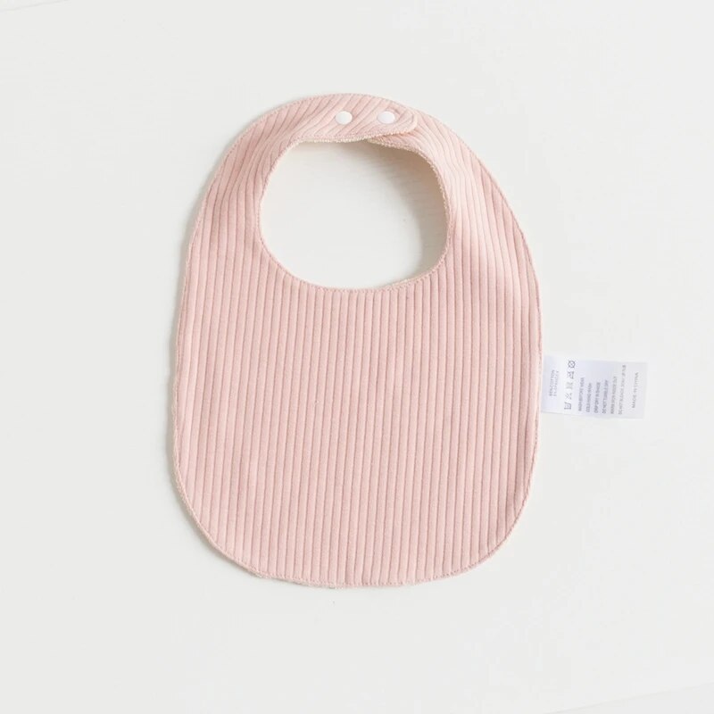 Premium Ribbed and Terry Fabric Baby Bibs - Adjustable Snaps and Multiple Color Options