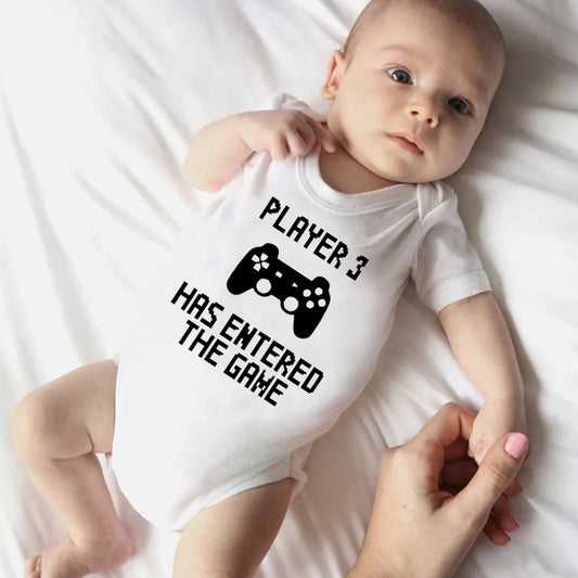 Player 3 Has Entered The Game Infant Romper - Short Sleeved Jumpsuit for Newborn Boys and Girls