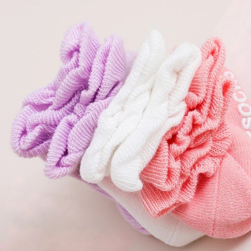 Non-Slip Baby Socks Set for Girls and Boys - Pack of 3 Pairs