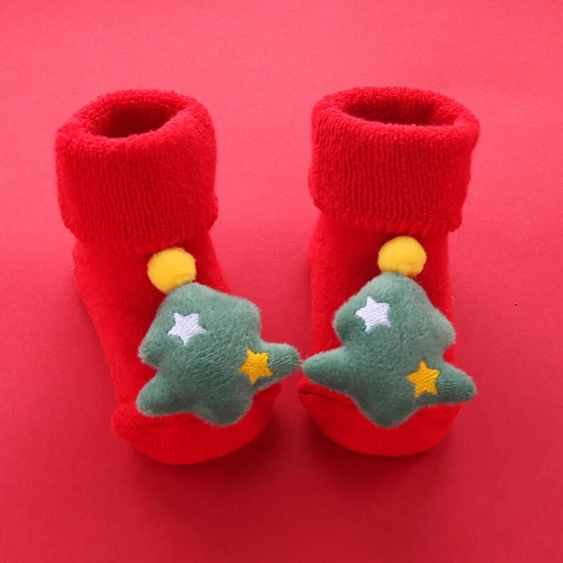 Adorable Winter Elk Christmas Baby Socks - Thick, Warm, and Anti-Slip - Perfect Gift for Infants