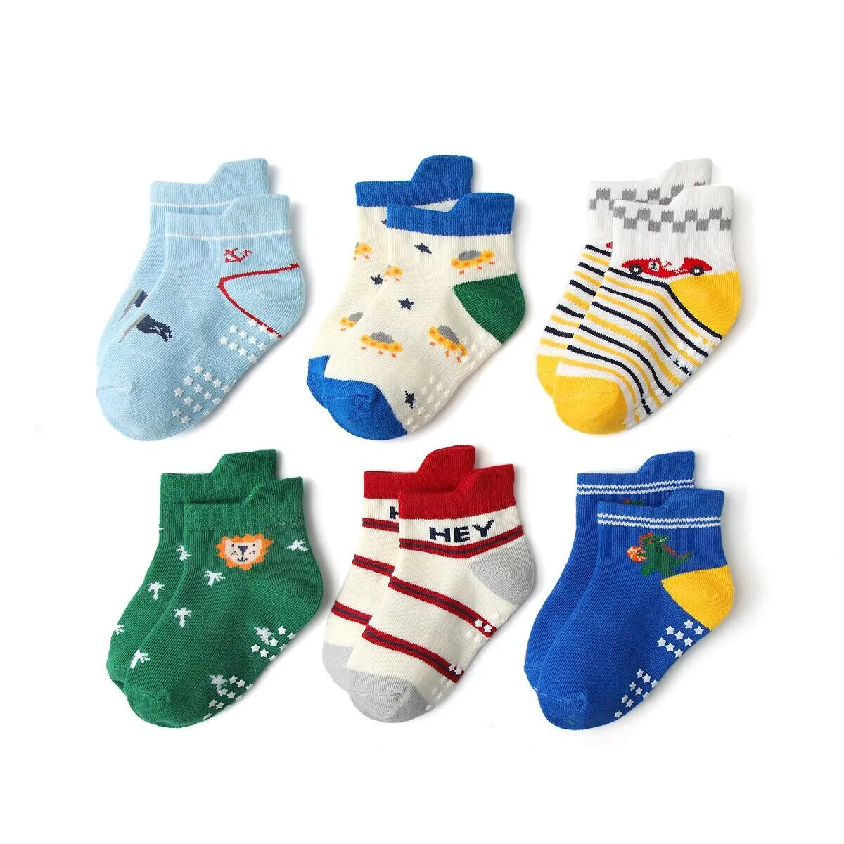 Premium Cotton Non-Slip Baby Socks Set | Versatile Floor Socks for Boys | Pack of 5 pairs