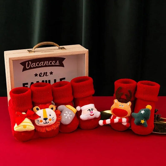 Adorable Winter Elk Christmas Baby Socks - Thick, Warm, and Anti-Slip - Perfect Gift for Infants