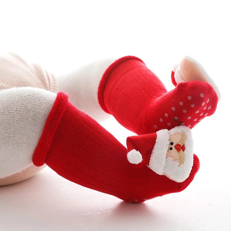 Adorable Winter Elk Christmas Baby Socks - Thick, Warm, and Anti-Slip - Perfect Gift for Infants