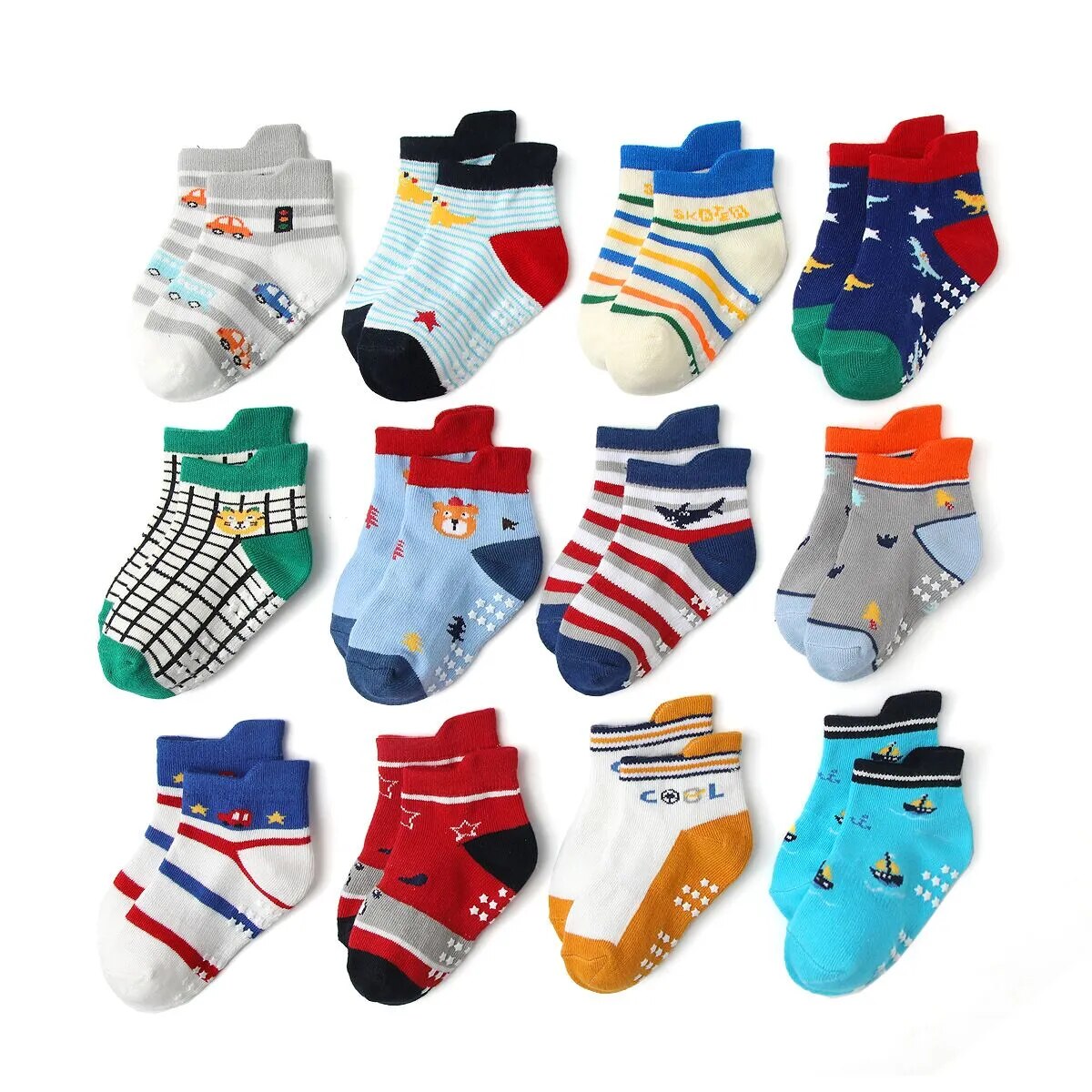 Premium Cotton Non-Slip Baby Socks Set | Versatile Floor Socks for Boys | Pack of 5 pairs