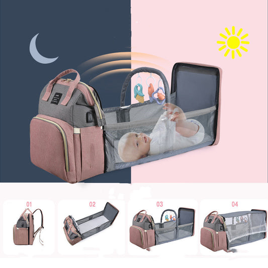 Spacious Baby Crib Backpack with Insulated Milk Storage - Ideal for New Moms