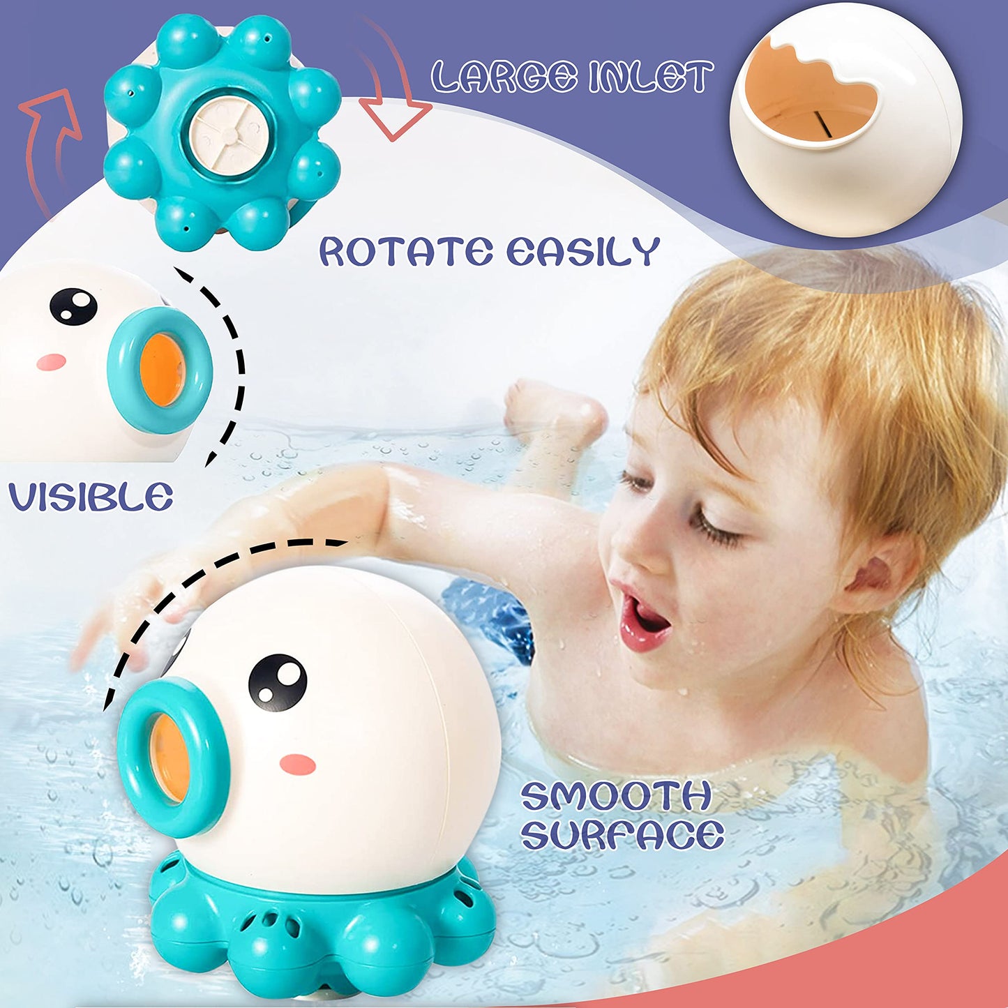 Kids Octopus Water Jet Bath Toy - Rotating Shower, Sprinkler, and Beach Fun - Summer Water Toy for Endless Entertainment