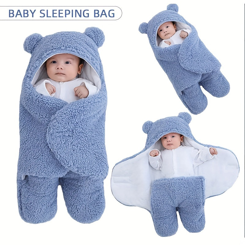 Bear Nap Printed Winter Baby Sleeping Bag - Soft and Cozy Nap Mat with Removable Pillow for Babies 0-10 Months